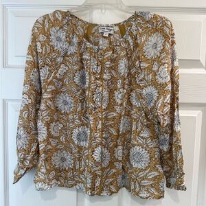 Emerson Fry Size Small Lucy Heirloom Arles Blouse 100% Modal Buttons Ladder Lace
